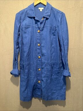 J. Jill Royal Blue Long Sleeve Button-Front Tunic
